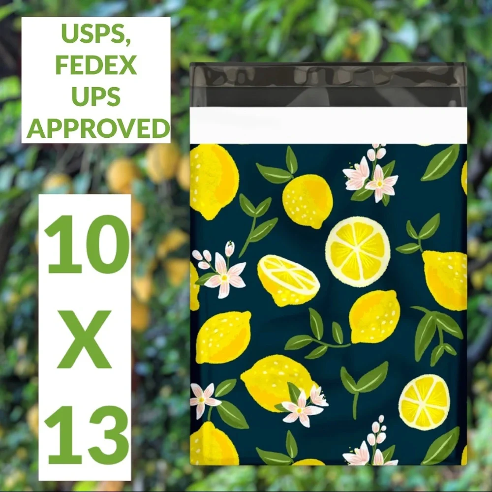 25 10X13 Poly Mailers Lemon and Blossoms Shipping Envelopes Bags PRICE IS FIRM - Picture 14 of 14